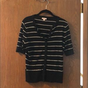 Short sleeve striped cardigan